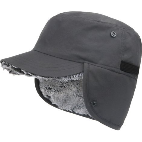 Bonnet d'hiver à bord et cache-oreilles pliables, doublure polaire chaude, recommandé pour un tour de tête de 58 à 60 cm, gris. (1/5)
