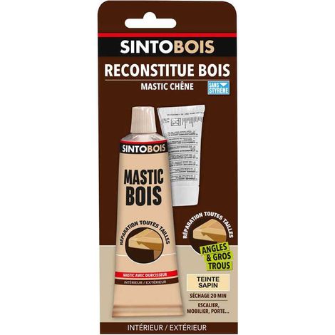 Masilla para madera SINTOBOIS 550g con tubo endurecedor 30g - Roble claro - SINTO - 139751