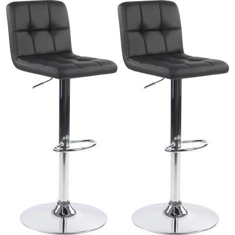 Lot de 2 tabourets de bar en simili cuir noir 45 x 51 x 88 cm (1/5)