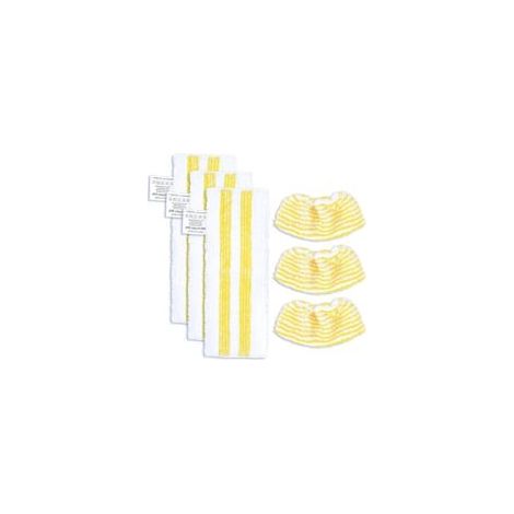 Juego de paños de microfibra compatibles con las limpiadoras a vapor Kärcher EasyFix SC 1, SC 2, SC 3, SC 4 y SC 5. El nuevo juego incluye 3 boquillas para suelos y 3 boquillas para manos.