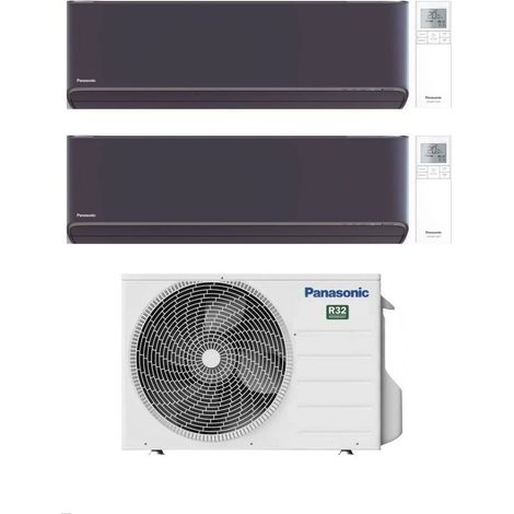 Climatiseur Panasonic Dual Split Etherea Dark 12+18 avec CU-3Z68TBE Inverter R-32 Wi-Fi Classe A++
