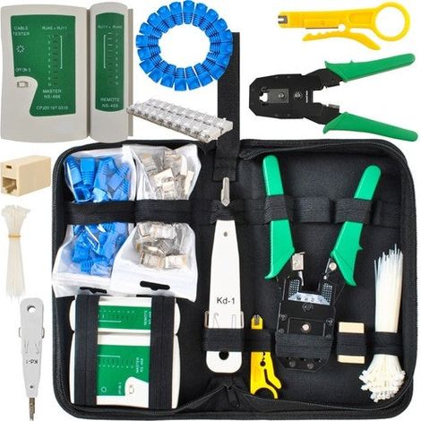 KIT DI ATTREZZI PER LA CRIMPATURA DEI CONNETTORI RJ45 RJ11 RJ12 NETWORK ETHERNET TEST CAVI NS-468/KIT (1/5)