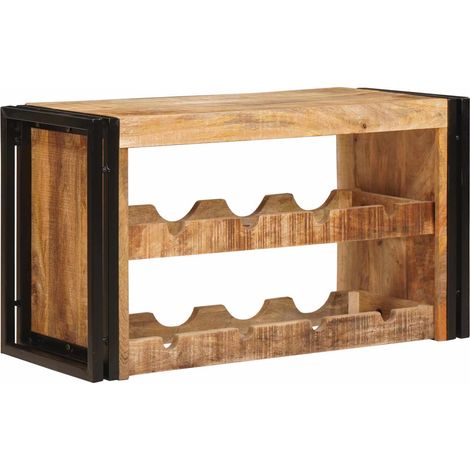 Weinregal Braun 80 x 45 x 33 cm Massives grobes Mangoholz