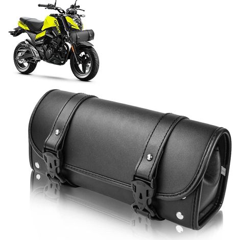 Borsa da manubrio in pelle per moto 29,512,59 cm - Borsa porta attrezzi e da sella - Adatta a tutte le motociclette (1/5)