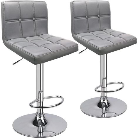 Barhocker (2er-Set) höhenverstellbar Kunstleder Stylish 360° drehbar grau (1/5)