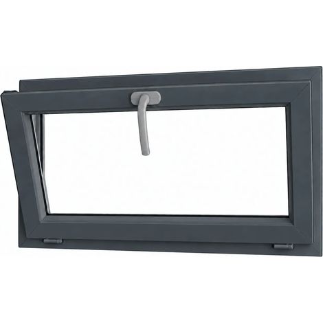 Fenêtre PVC abattant 1 vantail anthracite H 45 x L 60 cm avec poignée pour pose en neuf (1/5)