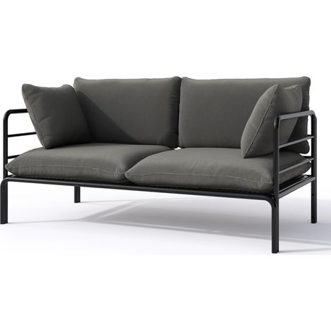 Selsey Worcully - Garten-Sofa 2-Sitzer, wasserabweisend, beige/schwarzes Gestell (1/4)