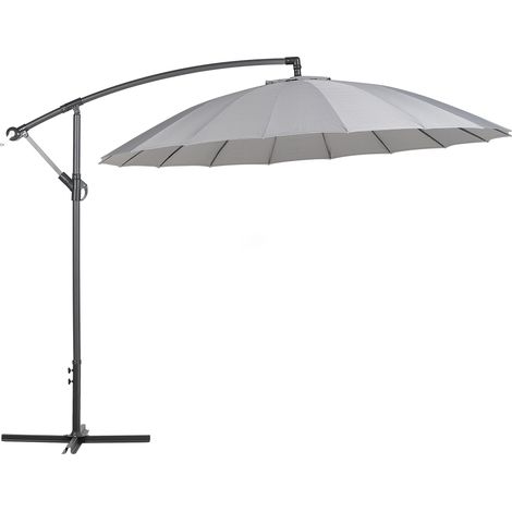 Sombrilla de jardín gris oscuro cantilever con marco de aluminio blanco 235 x 268 x 268 cm ajustable Calabria II (1/5)
