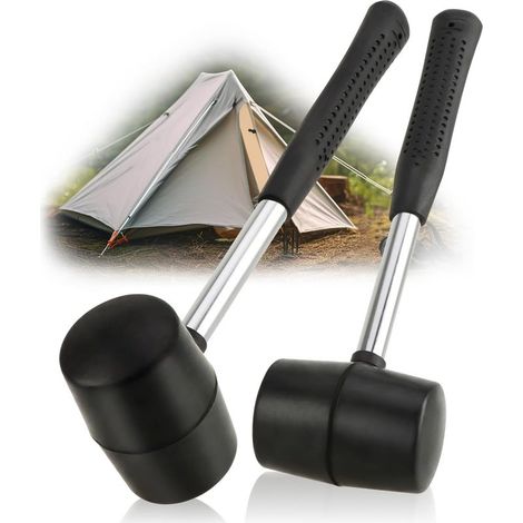 2X Marteau en Caoutchouc Accessoires de Camping, Tente et extérieur poignée Stable et antidérapante Marteau de Camping, Marteau à Face Souple (1/5)
