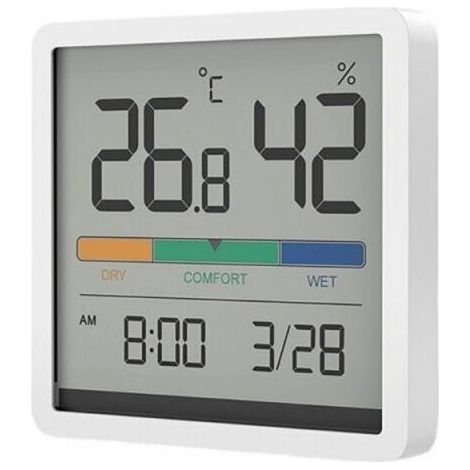 (White) Hygrometer Indoor Thermometer, Digital Desktop Thermometer with Temperature and Humidity Monitor, Accurate Humidity Gauge Room Thermometer with Clock (1/5)
