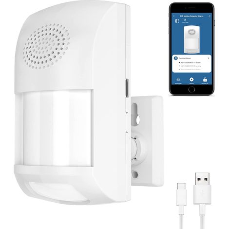 Intelligenter Bewegungsmelder, WLAN-Sicherheitsalarm, 110 dB lauter Ton- und Lichtalarm, kostenlose App-Benachrichtigungen, PIR-Bewegungsmelder für die Heimsicherheit mit 4 Alarmmodi, kompatibel mit A (1/5)