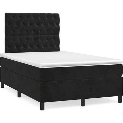 Boxspringbett mit Matratze Schwarz 120x190 cm Samt