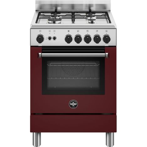Bertazzoni La Germania Americana AMN664GVIV/24. Tipo di prodotto: Cucina, Colore del prodotto: Borgogna, Tipo di controllo: Manopola. Tipo di piano cottura: Gas, Numero totale di fuochi: 4 Fornello...