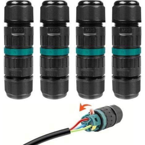 Pack of 4 3-Wire Waterproof Connector, Waterproof Wire Connectors, Electrical Junction Box, IP68 Waterproof Electrical Connection, Outdoor Cable Sleeve Connection for Underground Cable (1/5)
