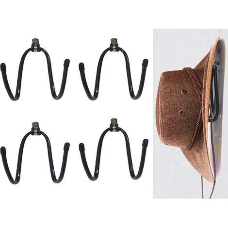 Lot de 4 supports universels en métal pour chapeau de cowboy/support de chapeau de coyboy/organiseur de chapeau de coyboy/présentoir de rangement de chapeau de cowboy/support mural (1/5)