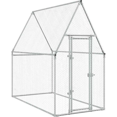 Cage pour poules argenté 200x100x190 cm acier galvanisé