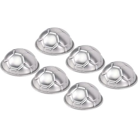 6 Stück Mini-Fußball-Kuchenform, Aluminium-Cupcake-Backformen, halbkugelförmige Schokoladenpuddingform (1/5)