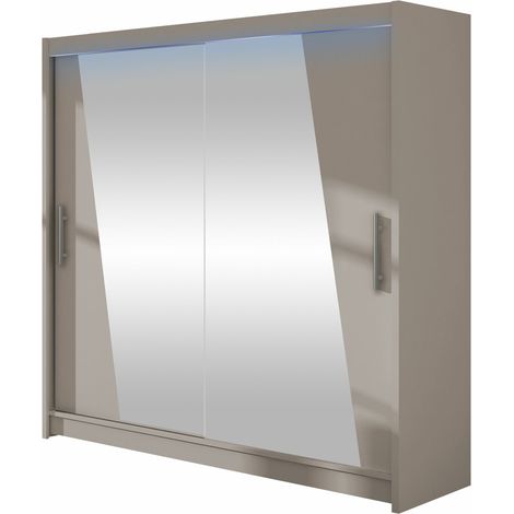 Armario Closico Pallor XIV, Cachemira, 215x180x58cm, Puertas de armario: Correderas, Número de estantes: 5, LED