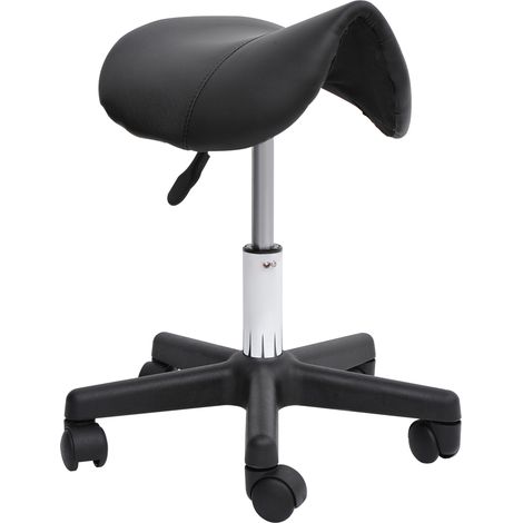 Taburete giratorio con ruedas, altura regulable, polipiel negra MODENUIT (1/5)