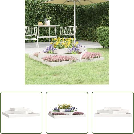 vidaXL Jardin -  Jardinière Blanc 112x112x27 cm Bois massif de pin (1/5)