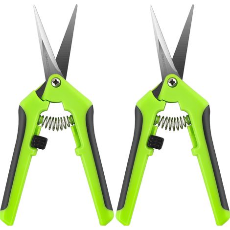 Lot de 2 ciseaux ergonomiques à ressort avec lames en acier inoxydable, verrouillage coulissant et poignées antidérapantes, ciseaux multi-usages, outils de scrapbooking (1/5)