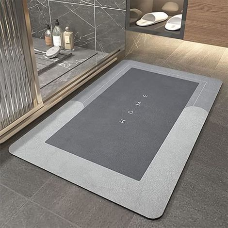 Tapis De Bain - 50 X 80 Cm - Antidérapant - Microfibre - Gris Clair - 1 Piece (1/5)