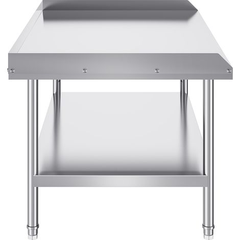 Mophorn 30 x 48 x 26 Zoll Edelstahl-Arbeitstisch, robuster kommerzieller Tisch zur Lebensmittelzubereitung mit 3-seitiger Spritzwand. Höhenverstellbar für Restaurant, Zuhause und Hotel.