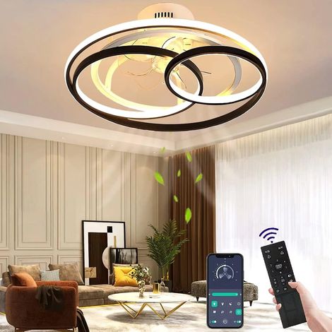 Ikodm – Ventilateur de plafond silencieux avec éclairage LED – Télécommande – 6 vitesses – Pales en ABS pour volume d'air élevé – Fonction inversion