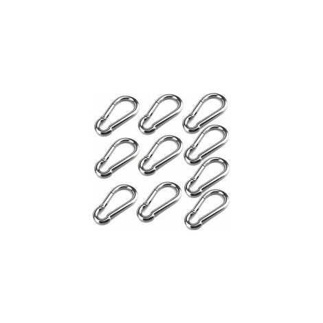 10 Mousquetons De 40 Mm X 4 Mm, Mousqueton En Acier Inoxydable 304 Avec Mousqueton, Capacité De Charge Jusqu'À Environ 80 Kg. (1/5)