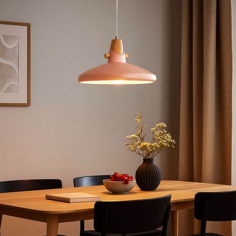 Lampada da sala da pranzo rosa lampada a sospensione retro lampada a sospensione effetto legno rosa, attacco E27, DxH 35x150 cm (1/5)