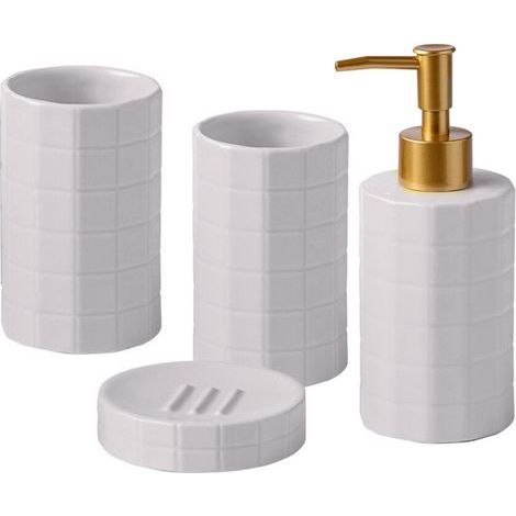 Les accessoires en céramique-Ensemble quatre pièces gris clair (1/2)