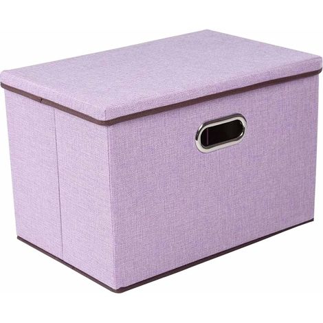 Youyijia Storage Boxes with Lids 45x30x30cm Foldable Storage Box Storage Collapsible Fabric Storage Cubes with Handles Large Storage Baskets Home Office Box for Organizing Clothes Towels Book (Purple) (1/5)