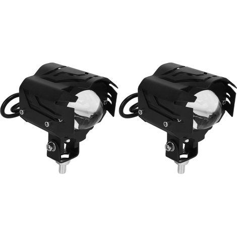 Phares LED moto 12-85V 60W lot de 2 projecteurs conduite double teinte 6000K/3000K aluminium IP67 pour éclairage extérieur (1/5)