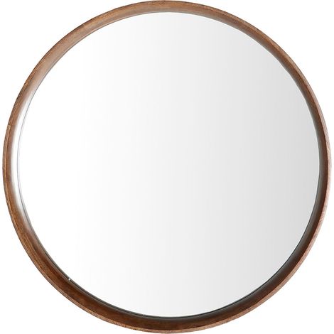 Miroir rond en bois marron contemporain - marron (1/5)