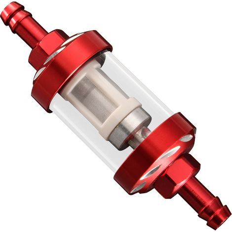 GOOFIT CNC-machined, transparent red fuel filter, compatible with ATVs, motorcycles, and scooters. Metal oil filter, modification filter element.--DTEKGAZ (1/5)