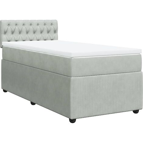 Maison Exclusive - Cama box spring con colchón terciopelo gris cl (1/5)