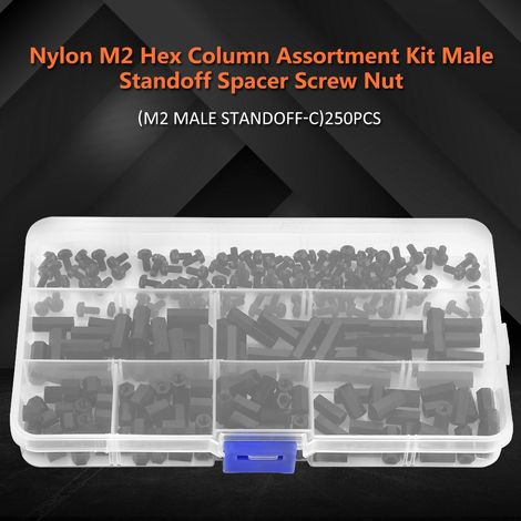 Kit d'assortiment de 250 vis d'espacement femelles M3 en nylon pour colonne hexagonale (entretoise femelle M3 B) (1/5)