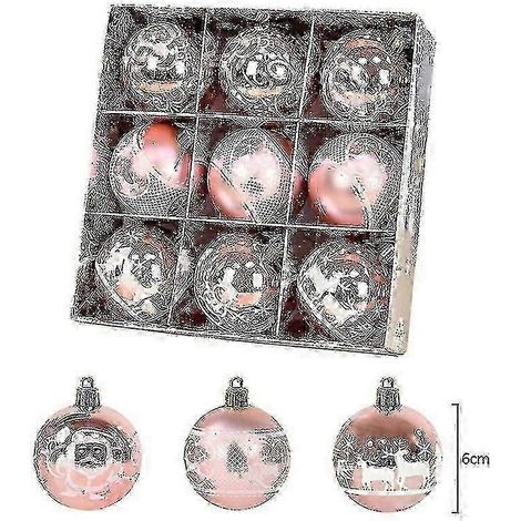 Lot de 9 boules de Noël de 6 cm à suspendre, décorations pour la maison et l'année prochaine. (1/4)