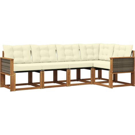 Outdoor Sofa Set with Cushion 5 pcs Natural and Cream vidaXL (1/5)
