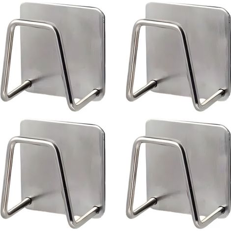 Selbstklebender Schwammhalter für Spülbecken, Küchenaccessoire – Rostfreier, wasserdichter und schnelltrocknender Edelstahl SUS304 (4er-Set)