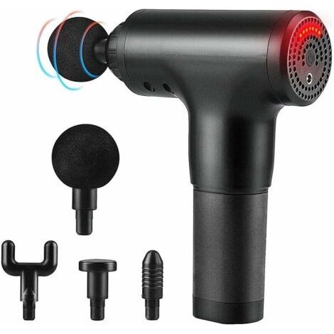 QORVA-Pistolet de Massage Musculaire, Massage Gun Masseur de Muscle Profonds Deep Tissue Percussion Muscle Massager avec 4 Têtes de Massage Soulager Douleurs et Raideurs Musculaires-Fei Yu