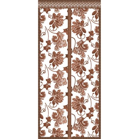 Rideau de porte magnétique, pivoine brodée café, 80 cm x 210 cm (1/3)