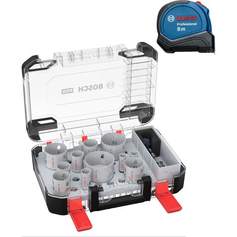 Kit de scies cloches Bosch PRO Multi Material PC Plus, 20 - 76 mm, 14 pièces + mètre ruban Bosch 8 m (1/3)