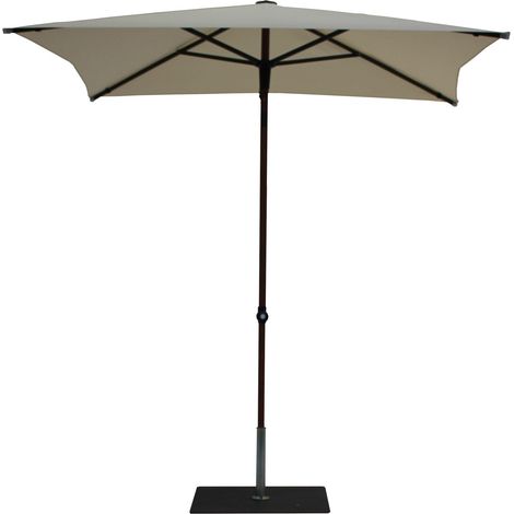 Ombrellone da Giardino 2x2 m Palo Ø38 mm in Alluminio Effetto Legno Tessuto Poliestere Trend Wood Ecru (1/5)