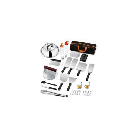13-teiliges professionelles Grillspatel-Set aus Edelstahl, Teppanyaki-Zubehör für Grillplatten (1/5)
