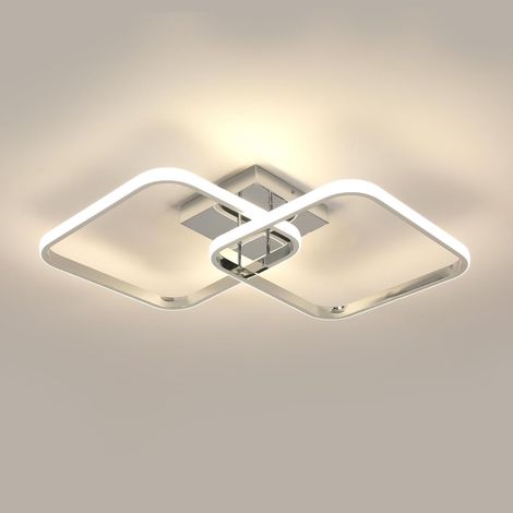 GOECO Plafonnier LED 42W 4725LM, Lampe de Plafond Carré Lumière Naturelle 4500K, Luminaire Plafonnier Moderne Acrylique pour Salon Chambre à Coucher Cuisine Salle de Bain, 64cm, Argenté (1/5)