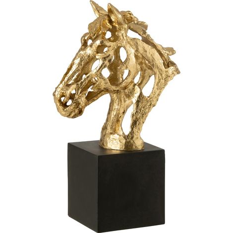 Tête de Cheval Ajourée sur Socle "Hollywood" 40cm Doré