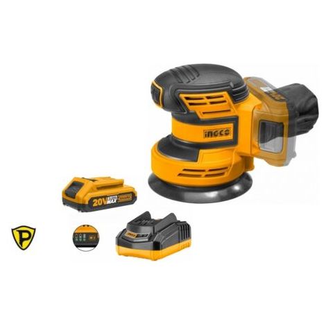 Levigatrice a batteria INGCO da 125 mm + 2 Batt. Litio 20V 2ah + Caricabatterie (1/5)