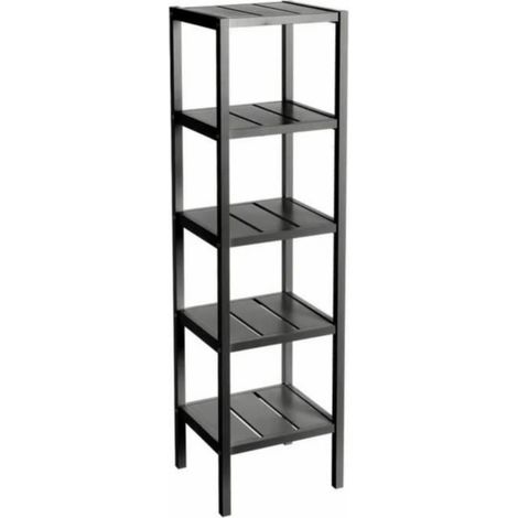 Meuble étagère coloris noir - Longueur 37 x Profondeur 33 x Hauteur 140 cm (1/4)