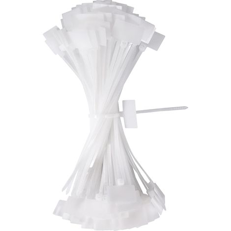 Collier de Serrage Blanc 150mm x 3 mm Attache Câble Plastique Serre Cable Étiquette Organiser pour Marquer Cable Management Jardinage 100 Pièces (1/5)